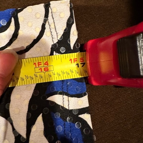 MSK Wrap Top Look Blue white black Floral Print. Black Beaded waist Fringe Sz S - Picture 12 of 13